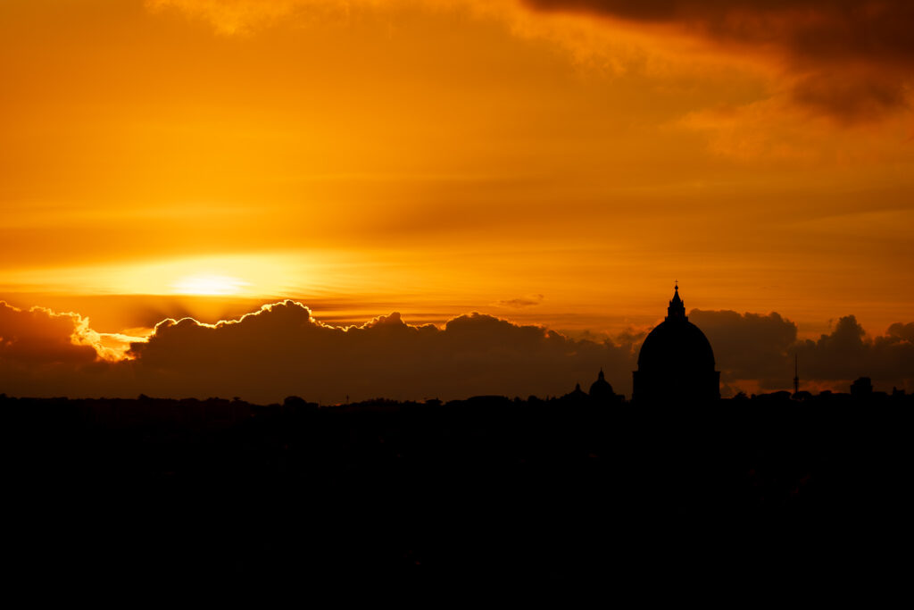 Sunset Over Rome: Silhouette Of Saint Peter's Basilica - Photography By Dario Lemos For The Shot NI